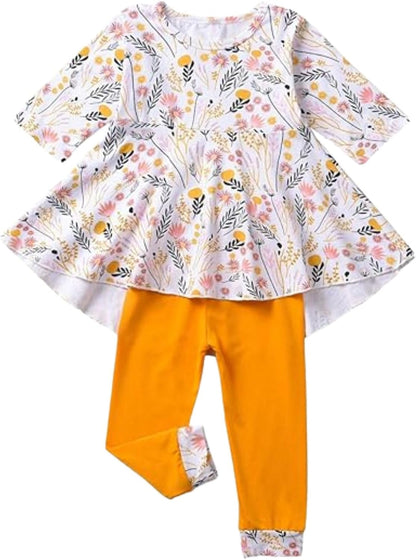 Girl Fall Winter Clothes Toddler Girls Spring Outfits Baby Girl Floral Top with Pants Clothing Sets