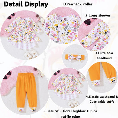 Girl Fall Winter Clothes Toddler Girls Spring Outfits Baby Girl Floral Top with Pants Clothing Sets
